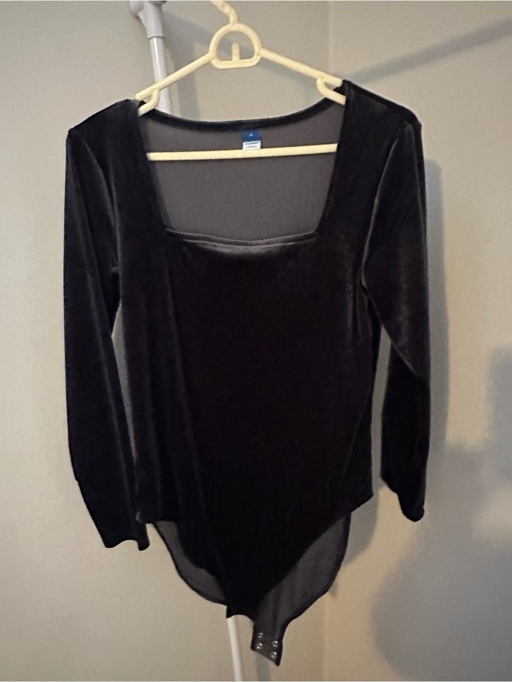Old Navy Black Velvet Long Sleeve Square Neck Bodysuit